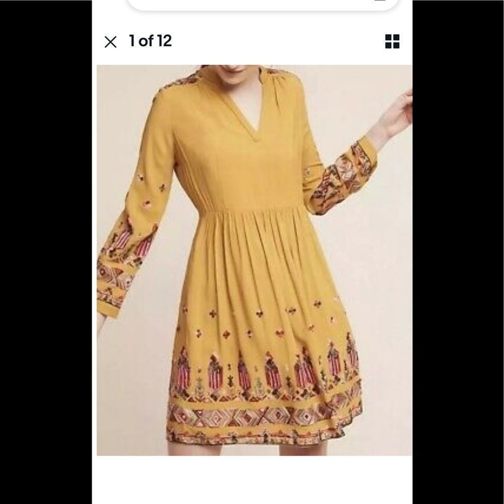 Anthropologie Raella Embroidered Dress Size S